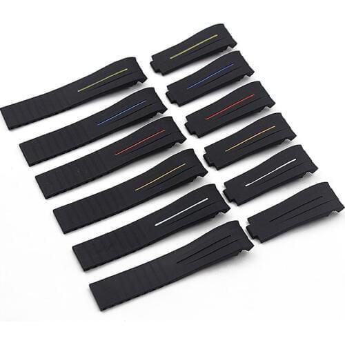 20mm 21mm men silicone strap accessories For Rolex water ghost Di Tonga yacht GMT explorer ladies black rubber waterproof strap