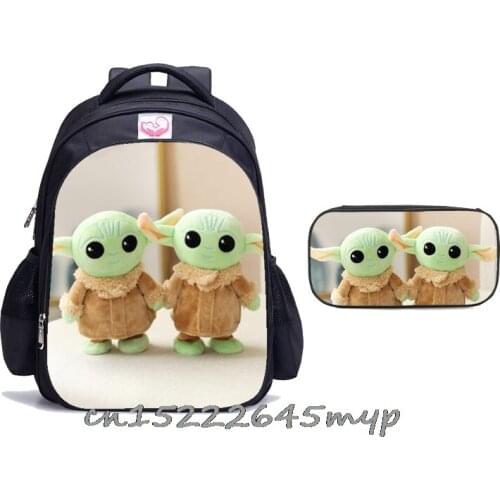 Mandalorian Baby Yoda Print Backpacks Children Bookbag School Bag Mochila Boys/Girls Daily Shoulder Set Pencil case