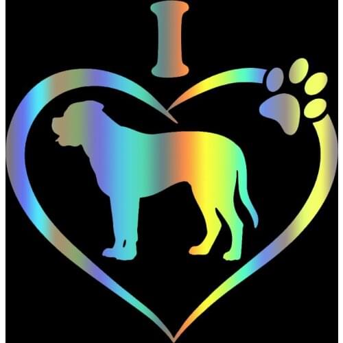 S51539 Various Sizes/Colors Car Stickers Vinyl Decal I Love My English Mastiff Dog Animal Motorcycle Decorative Accessories