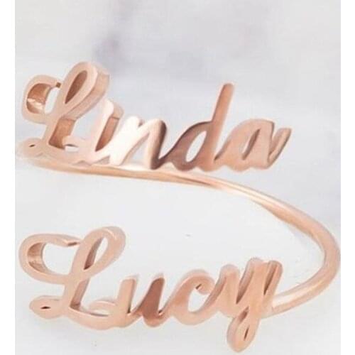 Family Ring for Men Women Custom Double Name/Number Rings Personalized Jewelry Adjustable Couples Mother Baby Christmas Gifts