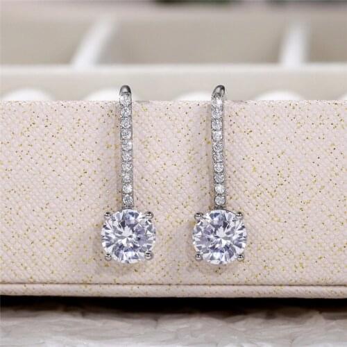 Huitan High Quality Silver Color Drop Earrings with Dazzling CZ Stone for Women Luxury Accessories Fashion Jewelry Drop Shipping