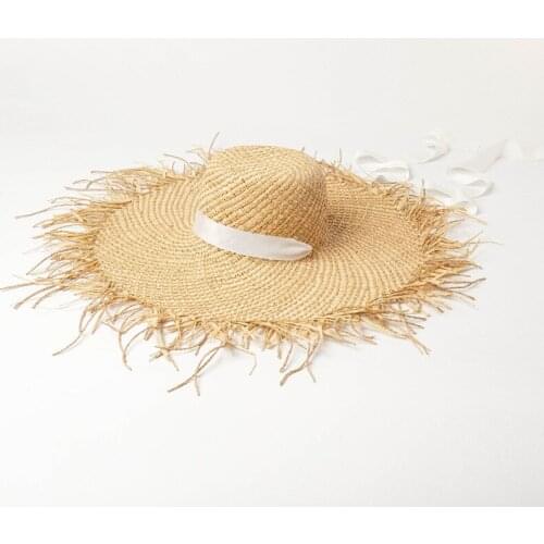 King Wheat 2021 New Summer Raffia Womens Sun Hats Bandage Big Brim Beach Outdoor Travel Fashion Lady Straw Visor Hat