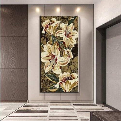 Modern Vertical Diamond Painting Embroidery Lily Floral Full Square Circular Drill 5D Diy Diamond Mosaic Brown FlowersZP-4738