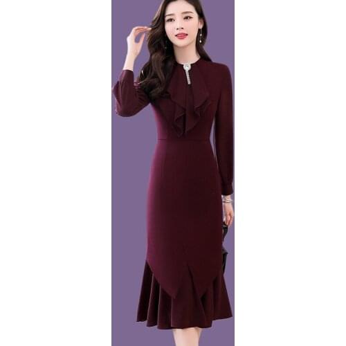 KMETRAM Vintage Party Elegant Dress Women Spring Autumn Midi Bodycon Dress Women Clothes 2020 Ladies Dresses Vestidos MY5293