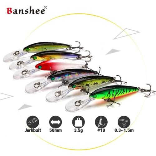 Banshee 6pcs/lot 50mm 3.5g 3D Eyes Wobbler Bass small Lure CDNA2 crankbait bass Floating Jerkbait Minnow Hard Artificial Bait