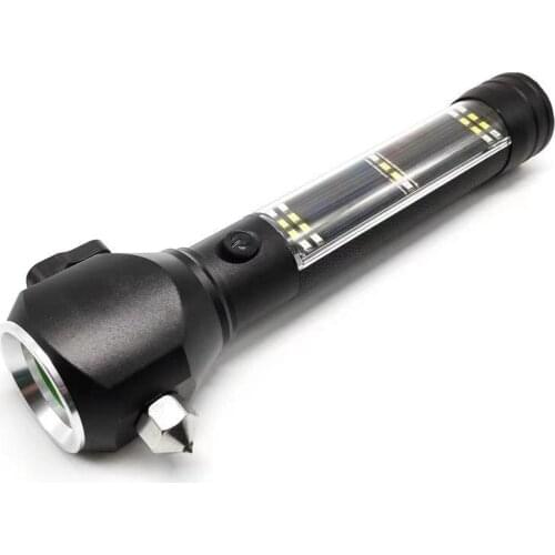 Waterproof Car Emergency Escape Rescue Self defense Solar Torch Light,USB Rechargeable Solar Powered Led Flashlight with magnet