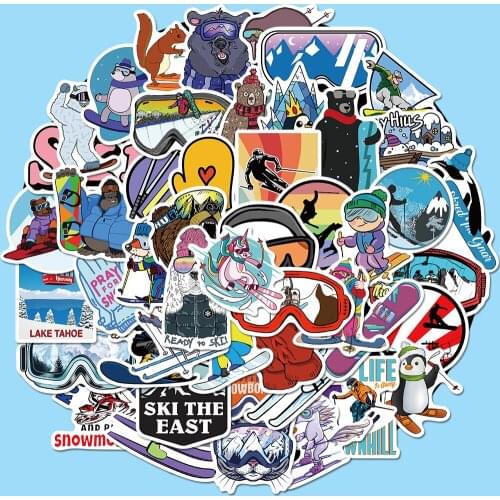 50pcs/pack Ski series graffiti stickers waterproof PVC material stickers DIY bicycle luggage skateboard