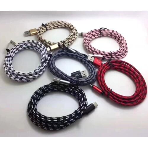 100pcs 1M 2M 3M Long High Speed Metal USB Braided Data Fast Charger Cable Micro USB 8 Pin Type C Charging Cord for Mobile Phones