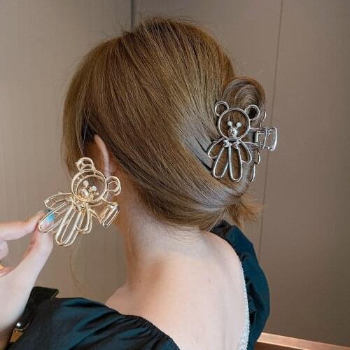 Women Hair Claws Metal Cute Cartoon Bear Hairclips Girls Lovely Hairclips Hair Clip Claw Accessories Headwear Dropship Wholesal