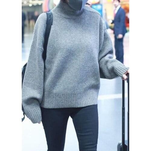 Women Sweater 2020 Autumn/winter New High-neck Studs Heavy Thick Loose Lazy Sweater