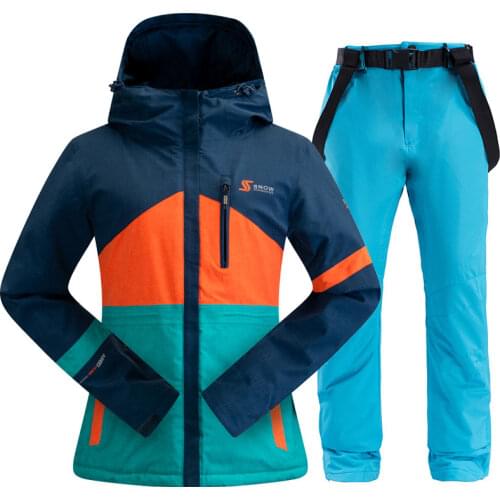 Winter Warm Ski Suit for Women Windproof Waterproof Snowboard Suit Ski Jacket Ski Pants Female Snow Sports Suit Ski Equipment