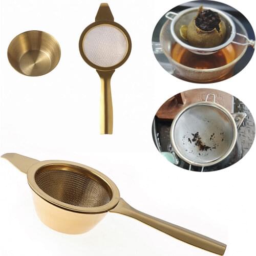 1set Stainless Steel Mesh Colander Fine Tea Strainer Filters Kongfu Reusable Teapot Infuser With Handle Cookware