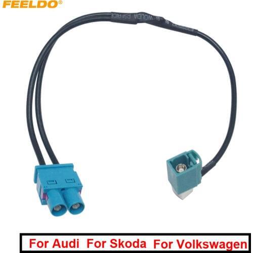 1PC Car 1-Way Plug/Female To 2-Way Male/Jack FAKRA2-Z Radio Antenna Terminals With Amplifier For Volkswagen/Skoda Head Unit
