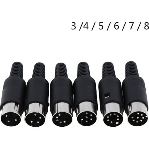 1Pc Black Male/Female DIN Plug Socket Connector 3/4/5/6/7/8 PIN Chassis Cable Mount