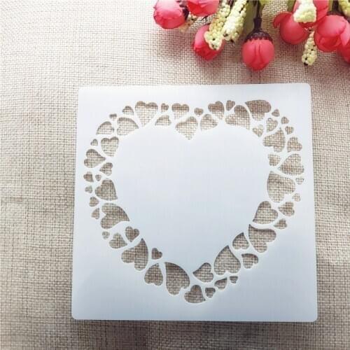 13*14CM Love Shield DIY Cake Scrapbook Stencils Hollow Embellishments Printing Lace Ruler Valentines Day