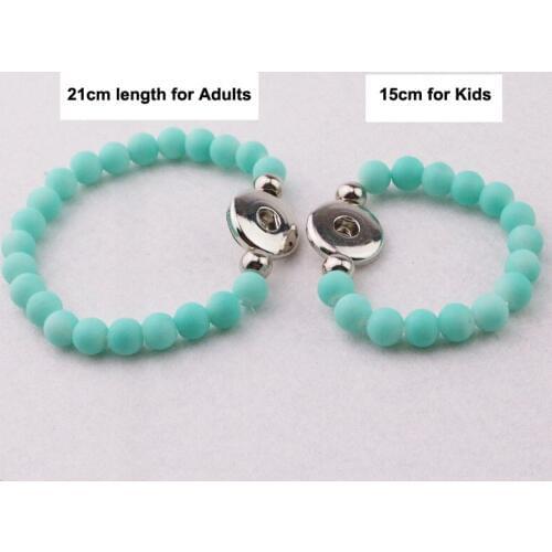 2pcs /1set mother and children kids colorful rubber beads elastic bracelets 18mm button snap bracelets diy snaps Bangles