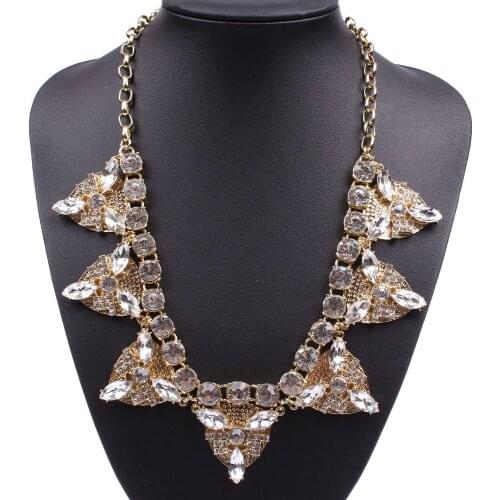 2021 New Fashionable Crystal Pendant Rhinestone Long Gold Necklace Models Party Jewelry for Women