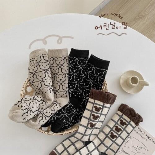 3 Pairs/lot New Baby Boys Girls Socks Long Socks Kids Soft Cotton Medium Tube Socks Children Cartoon Little Bear Socks 1-8 Years