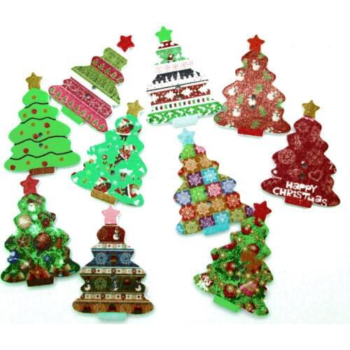 50pcs 34x24mm Mixed Christmas Tree Buttons For Clothes Crafts Sewing Scrapbooking DIY Accessories