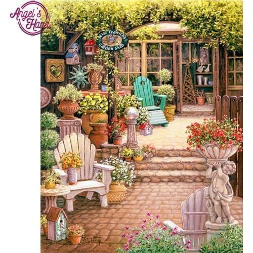 5D Diamond Painting Cross Stitch Diy Diamond Embroidery garden scenery Full square Diamond Mosaic flowers icon Home Decoration