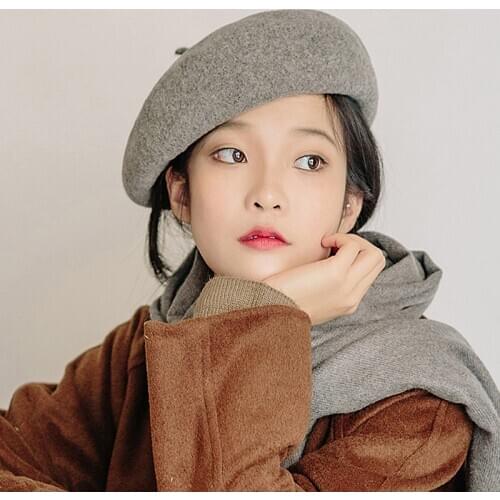 Women Girl Beret French Artist Warm Winter Beanie Hat Cap Fashion Plain Beret Hats Solid Color Elegant Lady Winter Caps