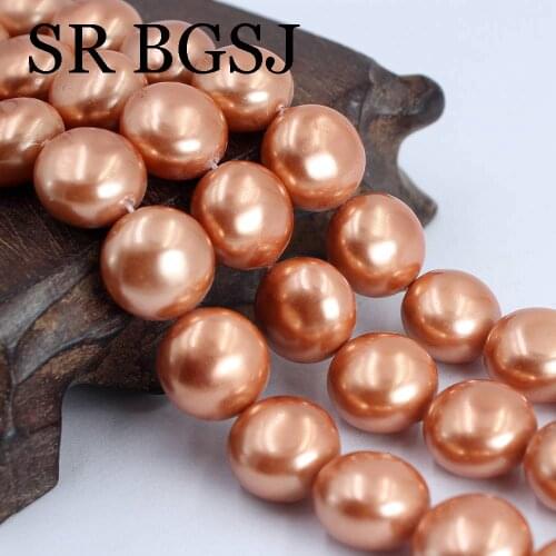Free Shipping 14mm Coin Button Shape Orange Natural Shell Pearl Jewelry Making Beads Strand 15"