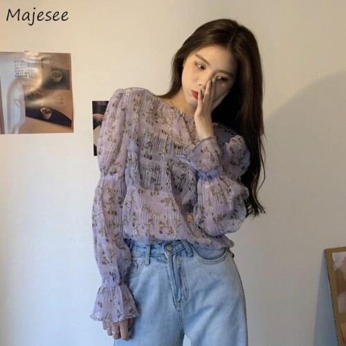 Blouses Women Large Size 3XL O-neck Printed Pullovers Fold Elegant Sexy Korean Style Trendy High Quality Designer Female Popular