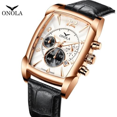 ONOLA Luxury Brand Mens Watches Business Waterproof Date Clock Male Genuine Leather Watches For Men Sport Clock Montre Homme