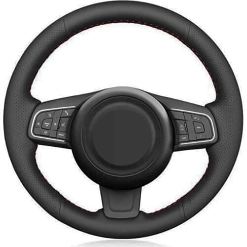 Car Steering Wheel Cover Soft Black Artificial Leather For Jaguar E-Pace 2017-2019 F-Pace 2016-2017 XE 2015-2017 XF 2016 201