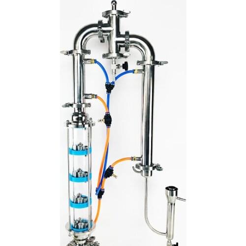 2" Flute Distiller With 3" Distillation Lens Column And 2" Gin Basket Set For Homebrew,Stainless Steel 304 Bubble Plate Sets*5