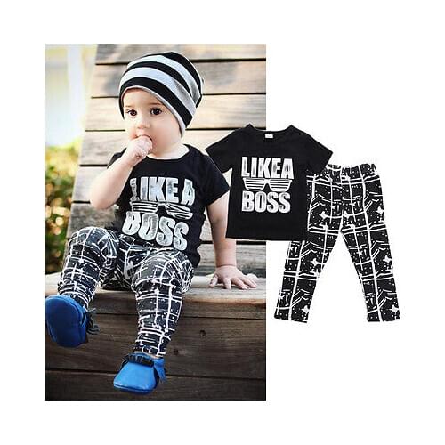 Summer clothing sets kids boys girls pants + Top Geometric print clothes children tracksuit