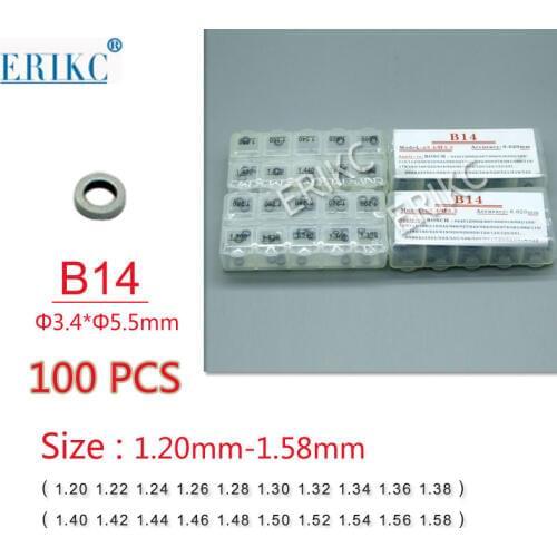 ERIKC B14 Nozzle adjusting washer kit and common rail Injector Repair Shim size:1.20mm--1.58mm For bosch injectors