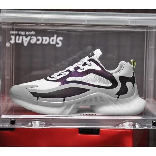 Fashion Men Sneakers Casual Shoes Lace-Up Lightweight Breathable Alpha Colorful Laser Luminous Large Size Zapatillas Hombre