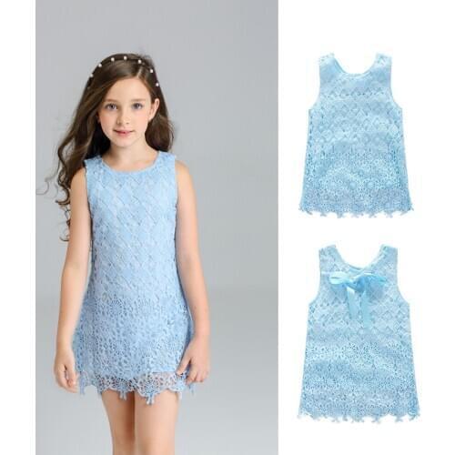 2021 Girls Summer Dresses Sleeveless Robe De Princesse Fille Enfant Dress Girls High Quality Lace Girls Party Dress