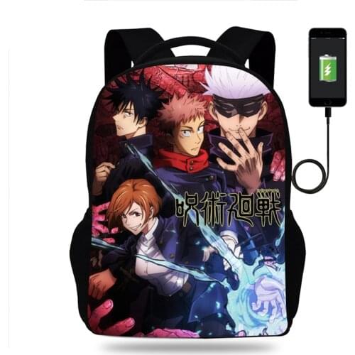 Hot Jujutsu Kaisen Backpack Boy Girl School Bag Children Teenager USB Charging Daily Travel Backpack Men Women Schoolbag Mochila