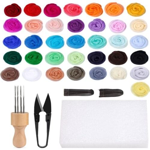 LMDZ Needle Felting Kit 36 Colors Wool Rovingset Needle Punch Starter Kit Wool Felt Tools And Felt Punch Tools For Manual DIY