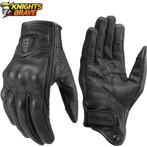 Real Leather Motorcycle Gloves Breathable Guantes Moto Carbon Fibre Motocross Gloves Touch Function Guantes Moto Riding Gloves