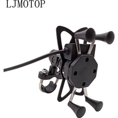 For Suzuki GSXR600 GSXR750 GSXR1000 SV650 CBR600 Katana Motorcycle Phone Bracket Handlebar Holder With USB Any Smartphone GPS