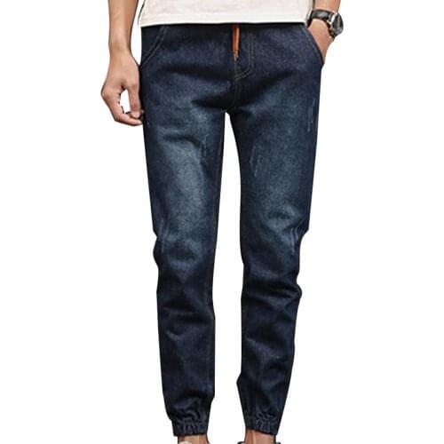 Jeans for men Plus Size Fashion Casual Comfy Men Jogger Stretch Drawstring Waist Fit Long Pants Jeans Clothing For Mens 2021