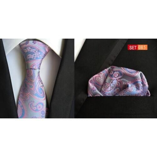Tie 8cm Men Unique Ties Set Lavender Floral Paisley Handkerchief for Party
