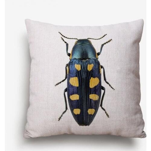 Throw Pillow Covers Insects Beige Linen Cushion Case For Home Sofa Decoration 45X45cm Insert NOT Included