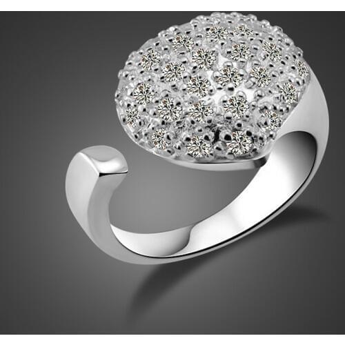The new 925 sterling silver ring girls fashion shine ring design noble silver ring opening adjustable ladies jewelry best gift