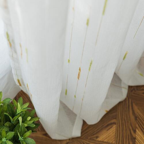 New Linen Tulle Embroidered Vertical Point Curtains for Living Room Modern Yarn Window Curtains for Bedroom Drapes for Kitchen