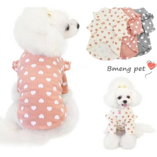 Clothing For Small Dogs Cats Love Bottoming Shirt Spring And Summer Cotton Small Medium Pets Clothes Chihuahua French Bulldog