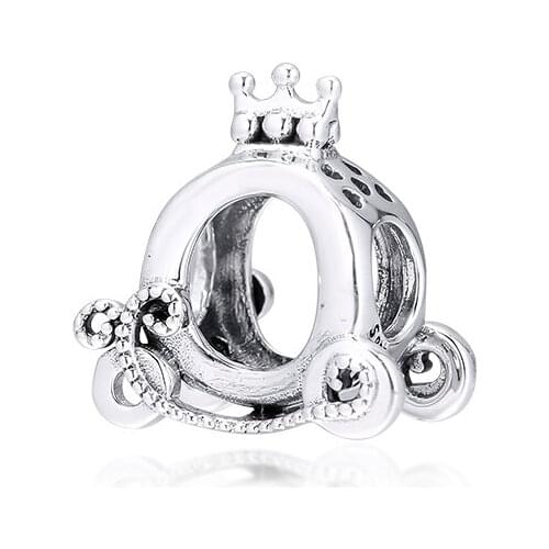 Original 925 Sterling Silver Beads Fit Pandora Bracelets Polished Crown O Carriage Charms for Women DIY Jewelry kralen pulsera