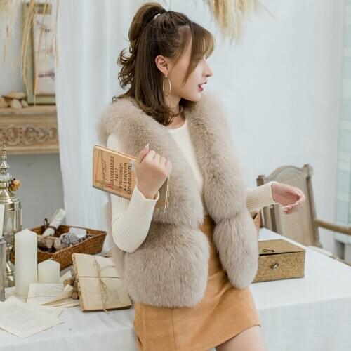 Autumn Winter New Real Fox Vest Women Clothes Short Slim Warm Fur Vests Korean Vintage Coat Chalecos Para Mujer ZL506