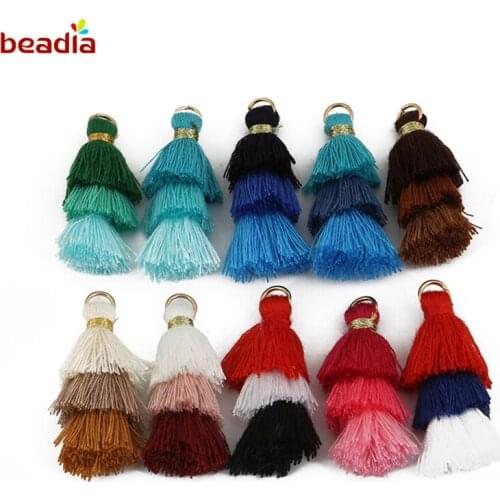 11 Choices 4-10pcs Hanging 3 Layers of Polyester And Cotton Tassels Charms for Earring Necklace Fashion Jewelry Findings Making