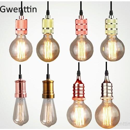 Simple Vintage Edison Pendant Light Cord E27 Loft Industrial Lamp Gold Metal Hanging Lamps Kitchen Bar Light Fixture Retro Decor