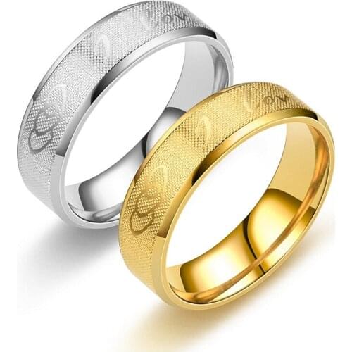 Heart I Love Wedding Ring Gold/Silver Color Stainless Steel Couple Eternity Engagement Promise Rings for Women Men Jewelry Gift