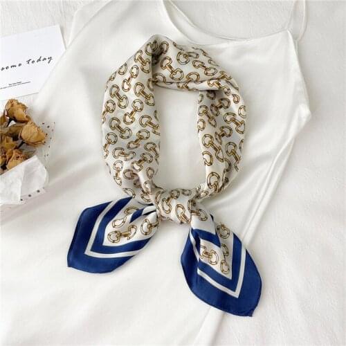 70cm Hair Scarf Silk Satin Scarves Hijab Bandana Women Print Girls Hand Bag Wirst Head Square Kerchief Fashion Neck Tie 2021